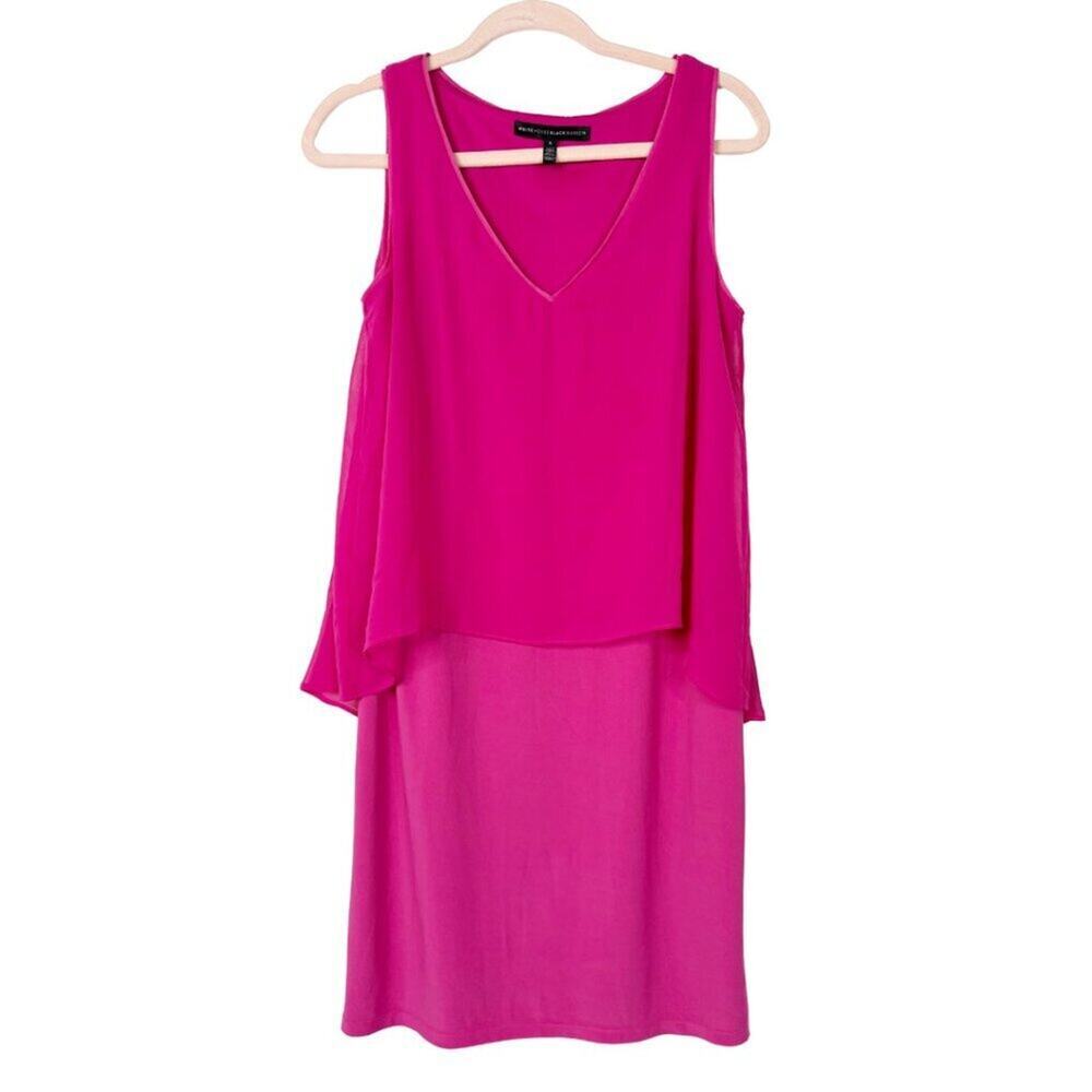 2/$30 White House Black Market Sleeveless MJ Woven w/ Overlay Pomegranate #9947 - Picture 3 of 9
